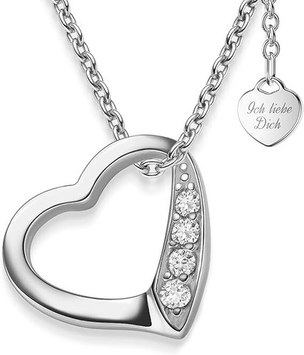 Amoonic 925 silber herzkette - herzkette, |